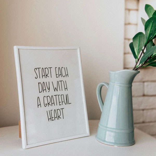 Soul Space - Gratitude for Better Things This Year - Sign and jug